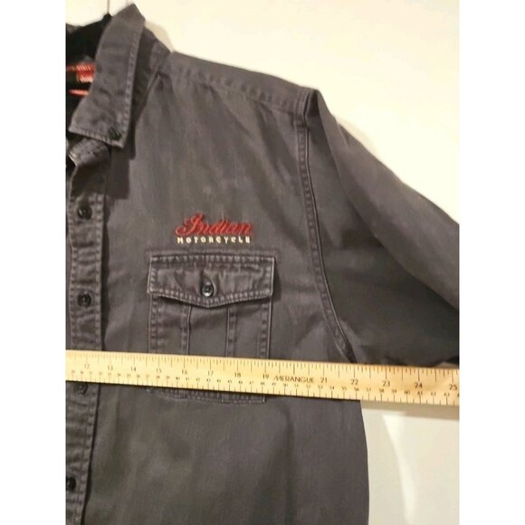 Indian Motorcycle Shirt Men L Gray Red Graphic Biker Moto Casual Utility Field - Picture 8 of 14